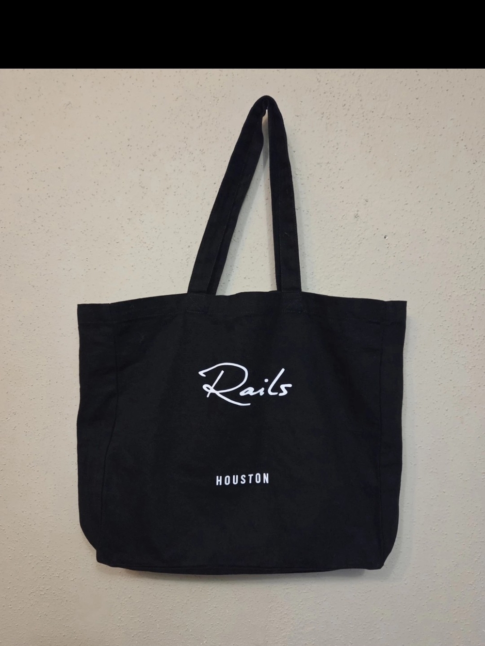 Rails Black Canvas Tote Bag - Rails Houston Logo